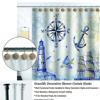 12 gb dušas aizkaru āķi no sveķiem ar diegu bumbiņas dizainu