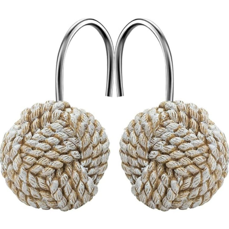 12 gb dušas aizkaru āķi no sveķiem ar diegu bumbiņas dizainu