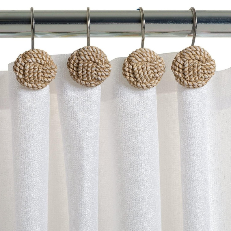 12 gb dušas aizkaru āķi no sveķiem ar diegu bumbiņas dizainu