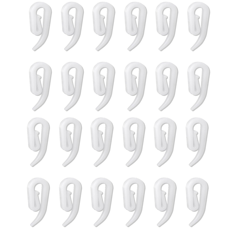 Plastični kukice za zavjese – u obliku 9 i 6, s trakom od tkanine, bijeli, pakiranja 50/100/200