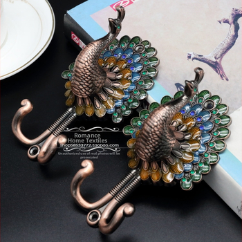 Aizkaru āķis – Peacock motīvs, alumīnija sakausējums, moderns minimālisma stils, modelis 2051, zīmols Jiadong, piemērots visiem aizkariem