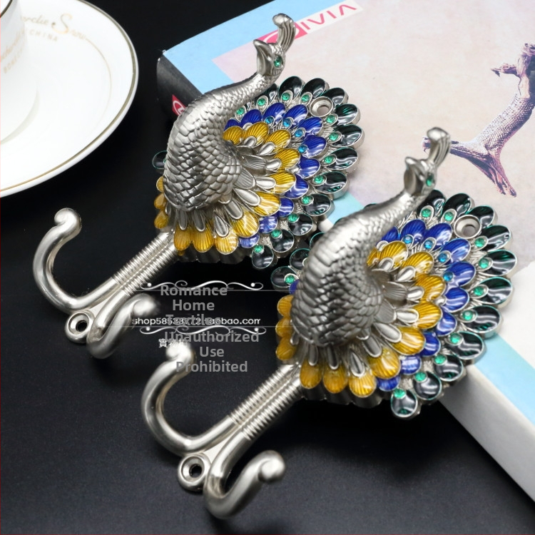 Aizkaru āķis – Peacock motīvs, alumīnija sakausējums, moderns minimālisma stils, modelis 2051, zīmols Jiadong, piemērots visiem aizkariem