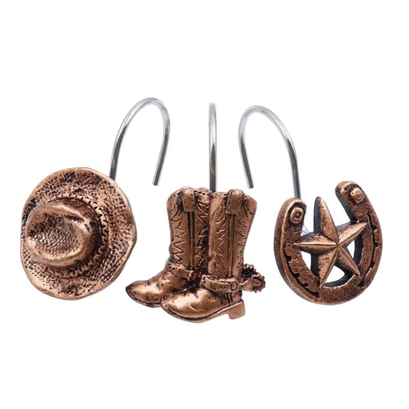 Zuhanyfüggöny-akasztók – műgyanta, egyhorogos kialakítású, 12 darabos készlet, modern minimál stílus