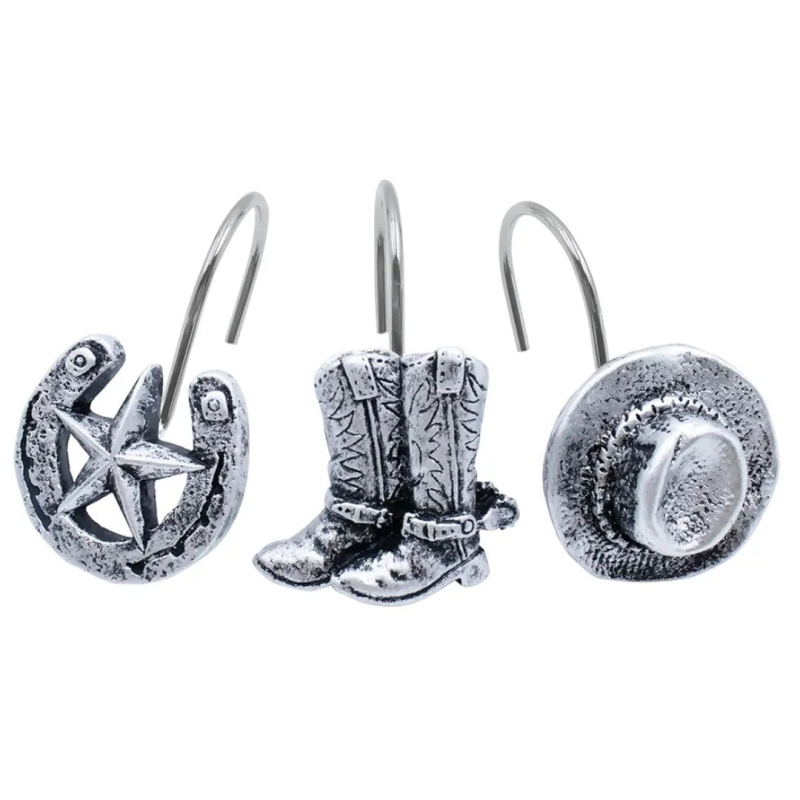 Zuhanyfüggöny-akasztók – műgyanta, egyhorogos kialakítású, 12 darabos készlet, modern minimál stílus