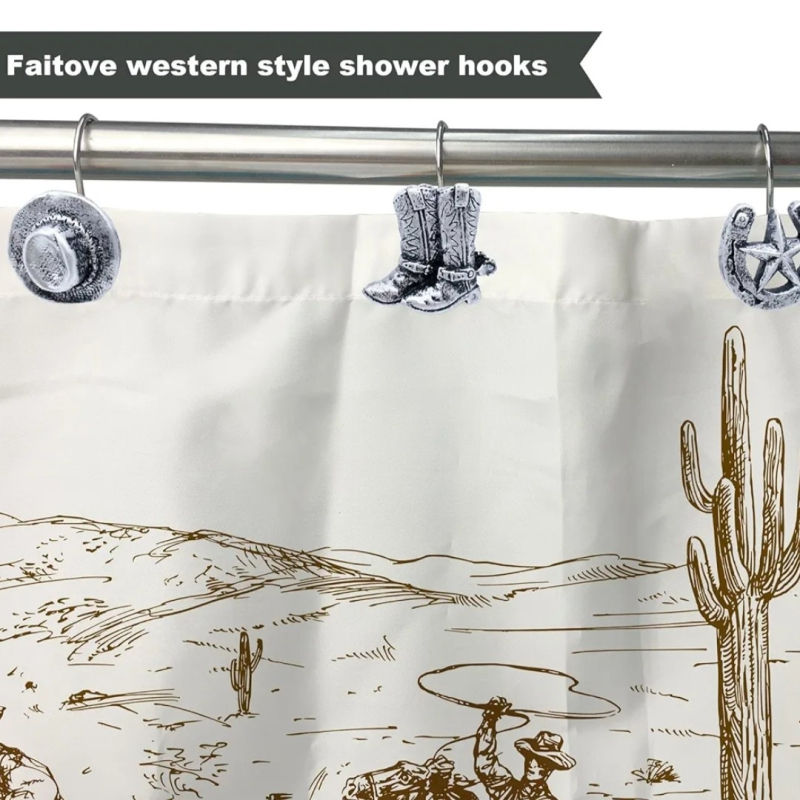 Zuhanyfüggöny-akasztók – műgyanta, egyhorogos kialakítású, 12 darabos készlet, modern minimál stílus