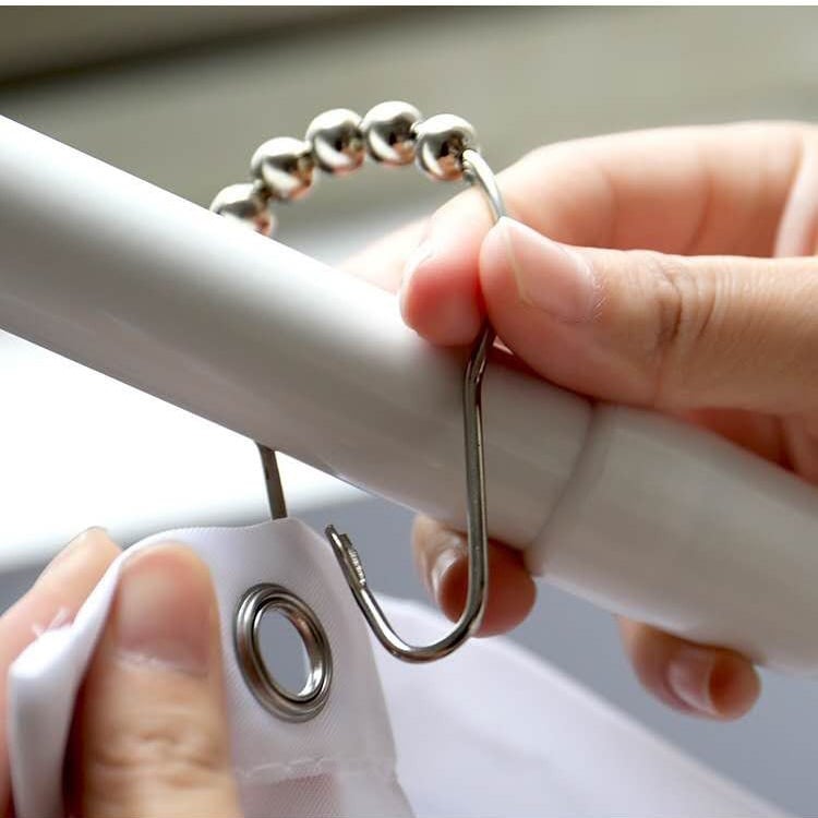 Ötgyöngyös tök alakú fém zuhanyfüggöny kampók – 12 darabos készlet, korrózióálló, teherbírás 1–3 kg