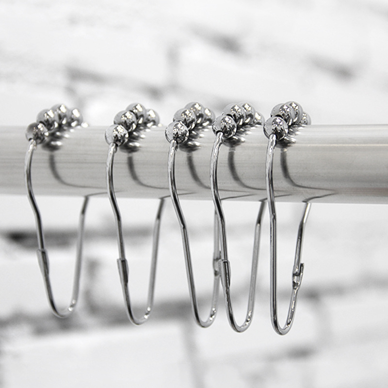 Ötgyöngyös tök alakú fém zuhanyfüggöny kampók – 12 darabos készlet, korrózióálló, teherbírás 1–3 kg