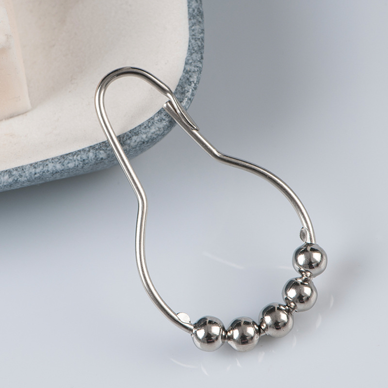 Ötgyöngyös tök alakú fém zuhanyfüggöny kampók – 12 darabos készlet, korrózióálló, teherbírás 1–3 kg