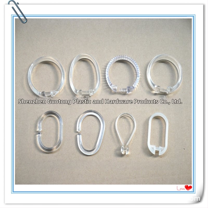 Zuhanyfüggöny akasztó, C alakú, plasztik, egy horoggal, PVC/PP/PE/ABS/Nylon, teherbírás 20–30 kg