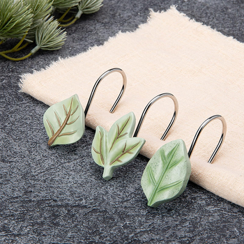 Sveķa aizkara āķis, pastorālais stils, X602, 12 gab. iepakojumā, dekoratīvs lapu dizains