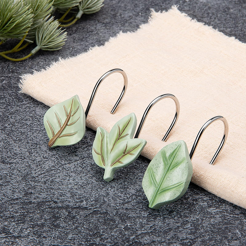 Sveķa aizkara āķis, pastorālais stils, X602, 12 gab. iepakojumā, dekoratīvs lapu dizains