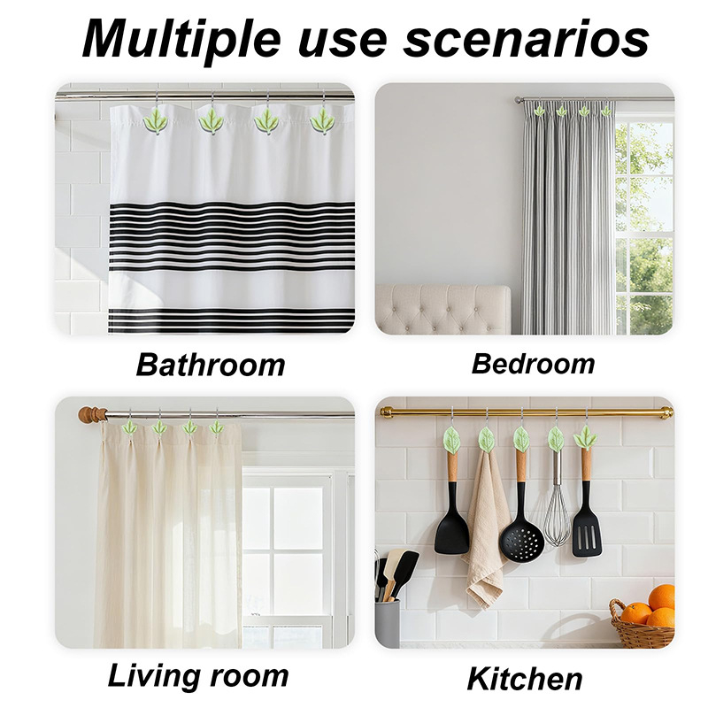 Sveķa aizkara āķis, pastorālais stils, X602, 12 gab. iepakojumā, dekoratīvs lapu dizains