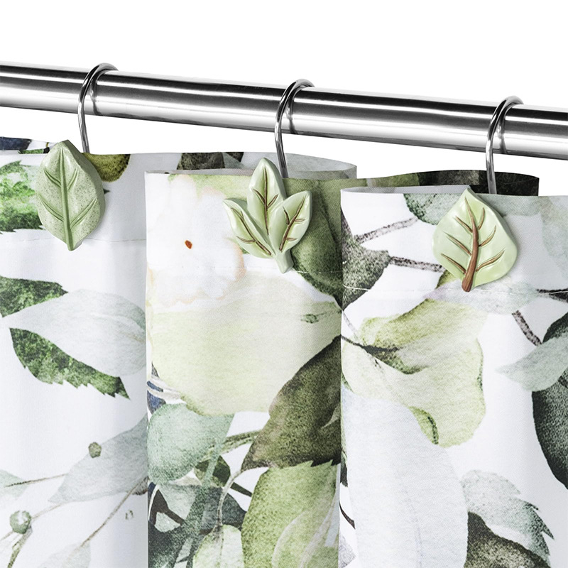 Sveķa aizkara āķis, pastorālais stils, X602, 12 gab. iepakojumā, dekoratīvs lapu dizains