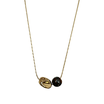 Colier din oțel titan, piatră naturală ca pandantiv, formă inimă și U, lanț obișnuit, origine Jinhua