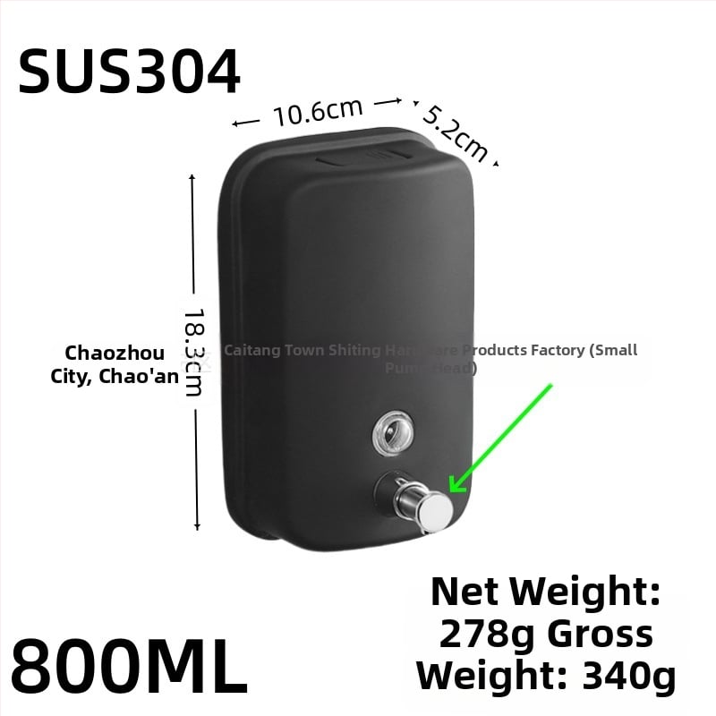 Nerūdijančio plieno sieninis muilo dozatorius rankiniu spaudimu, modernus minimalistinis stilius, prekės ženklas Shuoen