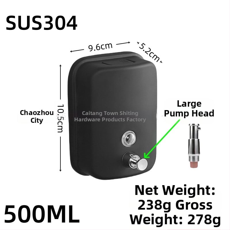 Nerūdijančio plieno sieninis muilo dozatorius rankiniu spaudimu, modernus minimalistinis stilius, prekės ženklas Shuoen