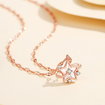 Colier din cupru, lanț încrucișat, pandantiv în formă de stea cu montură din pietre prețioase mixte, stil lux ușor