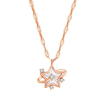 Colier din cupru, lanț încrucișat, pandantiv în formă de stea cu montură din pietre prețioase mixte, stil lux ușor