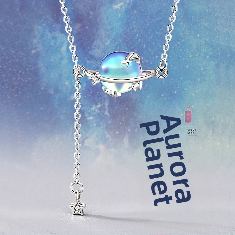 Colier cu piatră lunară din argint 925, pandantiv piatră lunară, lanț încrucișat, greutate aproximativă 2,5 g, stil Mori