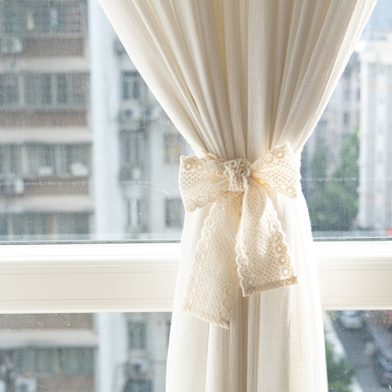 Csipkés függönyzsinór kézzel kötött masnival - modern minimalista francia dekorációs öv