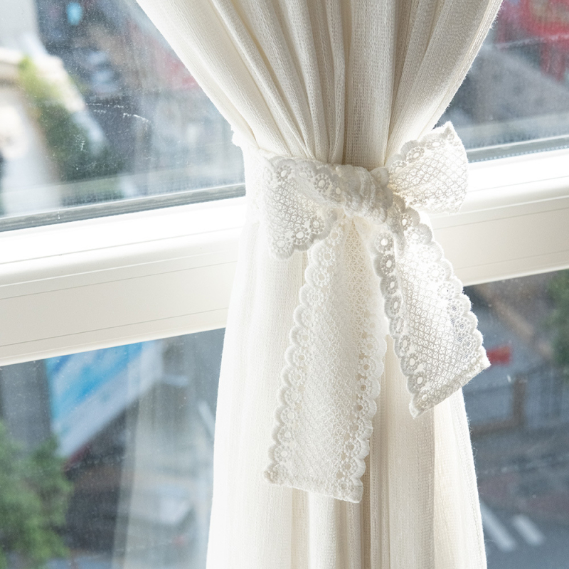 Csipkés függönyzsinór kézzel kötött masnival - modern minimalista francia dekorációs öv