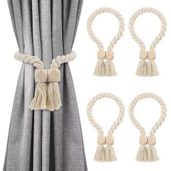 Curea magnetică pentru perdele cu ciucuri, din bumbac și in, stil modern minimalist, personalizabil