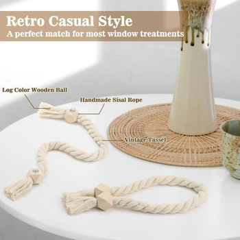 Curea magnetică pentru perdele cu ciucuri, din bumbac și in, stil modern minimalist, personalizabil