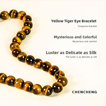Низ за мъниста с Tiger's Eye бар мъниста, полирани и шлифовани, марка Chencheng Jewelry, есен 2025, стил Fashion OL