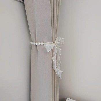 Curea pentru perdea din dantelă, cu funda și mărgele, stil simplu (Material: Dantelă; Categorie: Curea pentru perdea; Stil: Simplu; Personalizare: Nu; Etichetă privată: Nu)