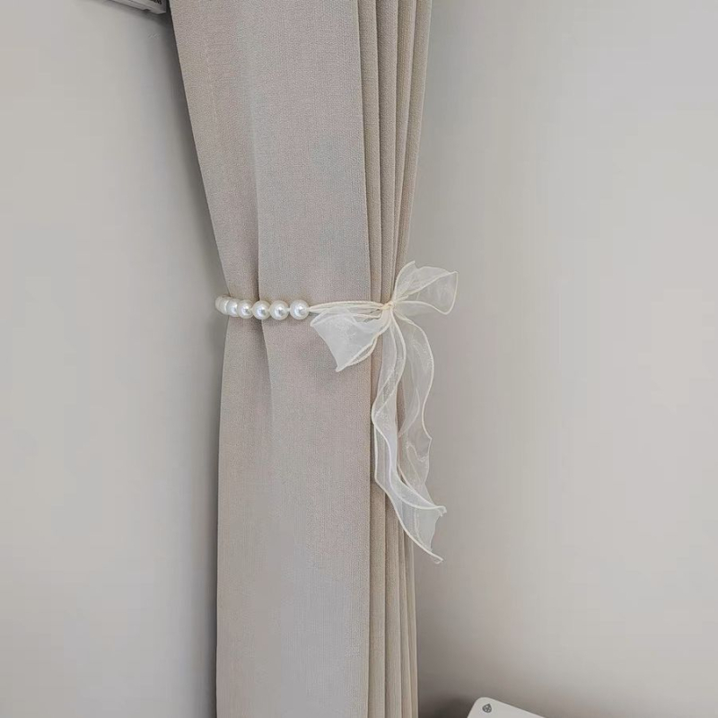 Curea pentru perdea din dantelă, cu funda și mărgele, stil simplu (Material: Dantelă; Categorie: Curea pentru perdea; Stil: Simplu; Personalizare: Nu; Etichetă privată: Nu)
