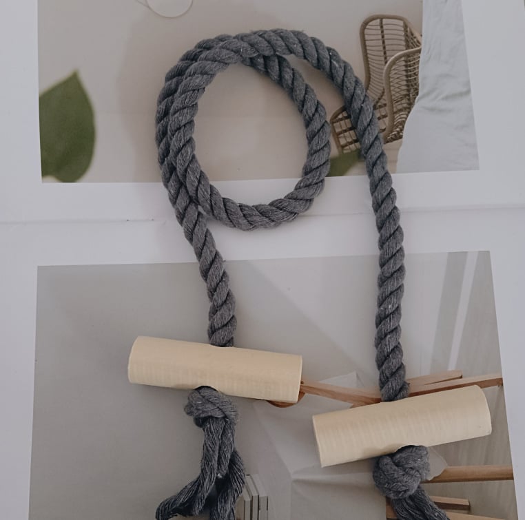 Pamut- és lenanyagú függönykötő fa hordóval, modern minimalista stílus, állítható