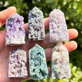 Grape Agate кристална колона, шестостенна призма, минерален образец