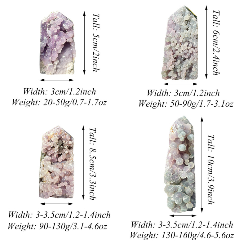 Grape Agate кристална колона, шестостенна призма, минерален образец