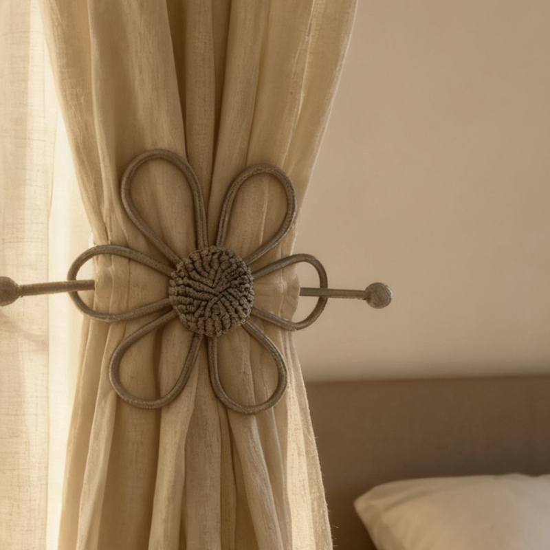 Zavjesna kopča s podesivim užetom za prozirne zavjese — poliester + PVC cijev; skandinavski stil; marka: A family of friends; nije moguće prilagoditi