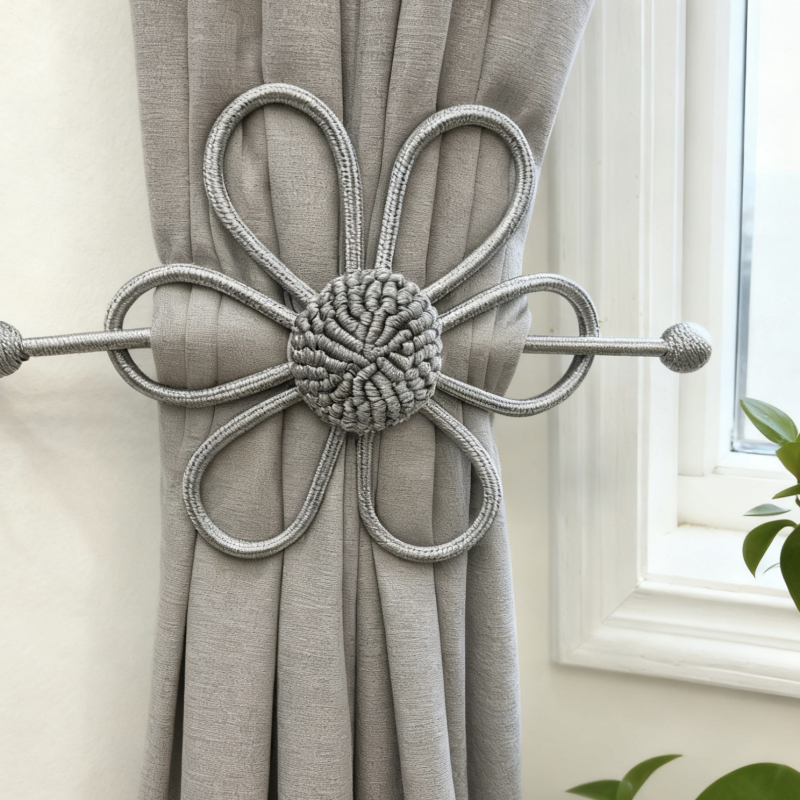 Zavjesna kopča s podesivim užetom za prozirne zavjese — poliester + PVC cijev; skandinavski stil; marka: A family of friends; nije moguće prilagoditi