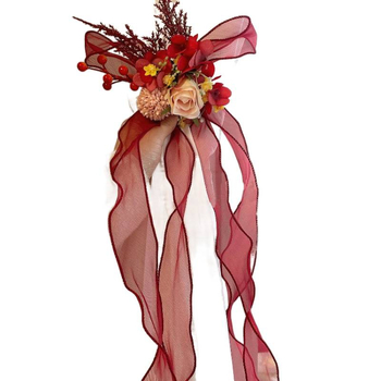 Esküvői szobai dekorációs készlet: gyapjúfonalból készült girland, Dupla Boldogság felirattal, nappali és hálószoba számára való függönykötők