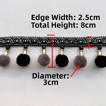 Užuolaidų aksesuaras – pūkota kamuolė, medžiaga: audinys, šiuolaikinis minimalistinis stilius, pritaikomas, produkto kodas 202401205