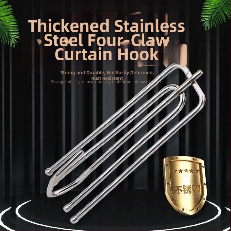 Užuolaidų kabliukų rinkinys, keturių dantų dizainas, su kabinimo žiedais ir užuolaidų klipsais, 15 vnt