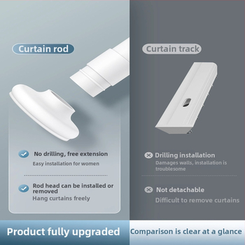 Завесна трек-система с телескопичен прът — без пробиване, странично монтиране, безшумен монтаж, неръждаема стомана, модерен стил