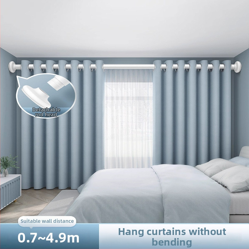 Aizkaru vadības sistēma ar teleskopisko stieni — bez urbšanas, sānu piestiprināšana, klusa uzstādīšana, nerūsējošais tērauds, mūsdienīgs minimālisma stils