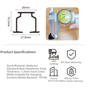 Įmontuota nematoma užuolaidų bėgelė, aliuminio lydinys, modelis T10-61A, prekės ženklas Yuntes, tinkama pakabinamoms užuolaidoms, modernus paprastas stilius