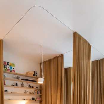 Įmontuota nematoma užuolaidų bėgelė, aliuminio lydinys, modelis T10-61A, prekės ženklas Yuntes, tinkama pakabinamoms užuolaidoms, modernus paprastas stilius