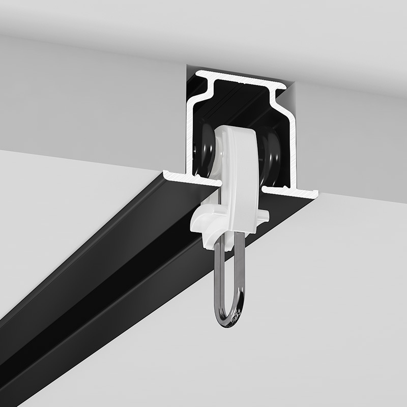 Įmontuota nematoma užuolaidų bėgelė, aliuminio lydinys, modelis T10-61A, prekės ženklas Yuntes, tinkama pakabinamoms užuolaidoms, modernus paprastas stilius