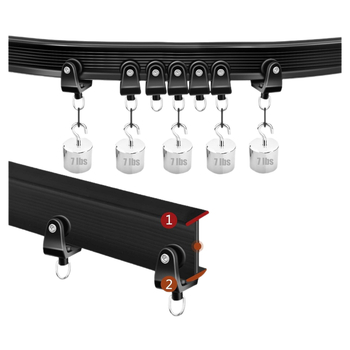 Комплект извити завесни релси (метален; PVC релсов път; безшумно плъзгане; гъвкав; U-образна водач релса)