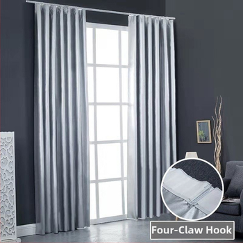 Дебел засенчващ плат за завеси, готов за употреба, пълно засенчване, светлозащитна материя, включени 10 куки