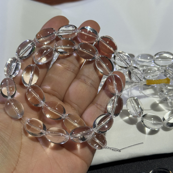 Кристални яйцевидни мъниста, сферична форма, полупрозрачни, кристален материал