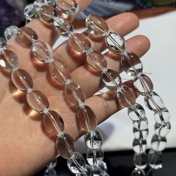 Кристални яйцевидни мъниста, сферична форма, полупрозрачни, кристален материал