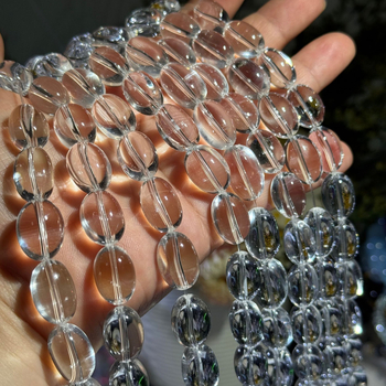 Кристални яйцевидни мъниста, сферична форма, полупрозрачни, кристален материал