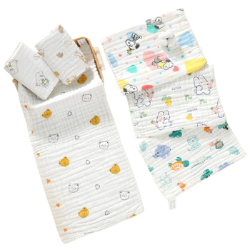 Kūdikio marlės rankšluostis iš 100% medvilnės, 6 sluoksnių veido rankšluostis su karikatūrų atspaudais, 80–100 g, 40s siūlai