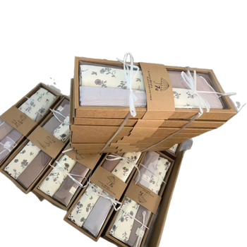 Κουτί δώρου με πετσέτες προσώπου από βαμβακερή γάζα, 140 g, ανάμικτος νήμα, 40 τεμάχια, ραφή και εκτύπωση